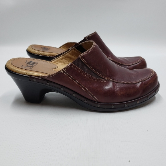 Sofft Women's Brown Leather Clogs Mules Size 8.5 - Picture 7 of 16